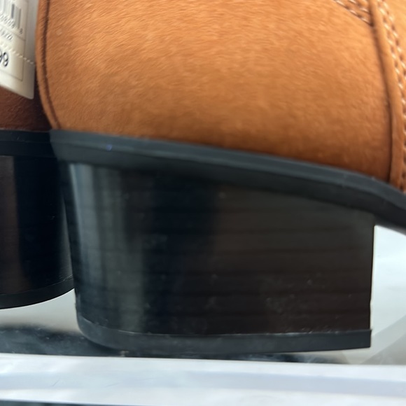 Cognac Slip On Ankle Boot, Pointed Toe, Stacked Heel, Flocked A New Day 8 - Picture 8 of 8